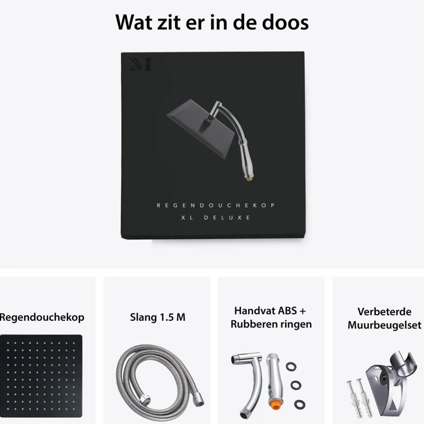 Milton Accessories Milton Regendouchekop Xl Deluxe - 28 Cm - Zwart - Douchekop Met Slang En Houder