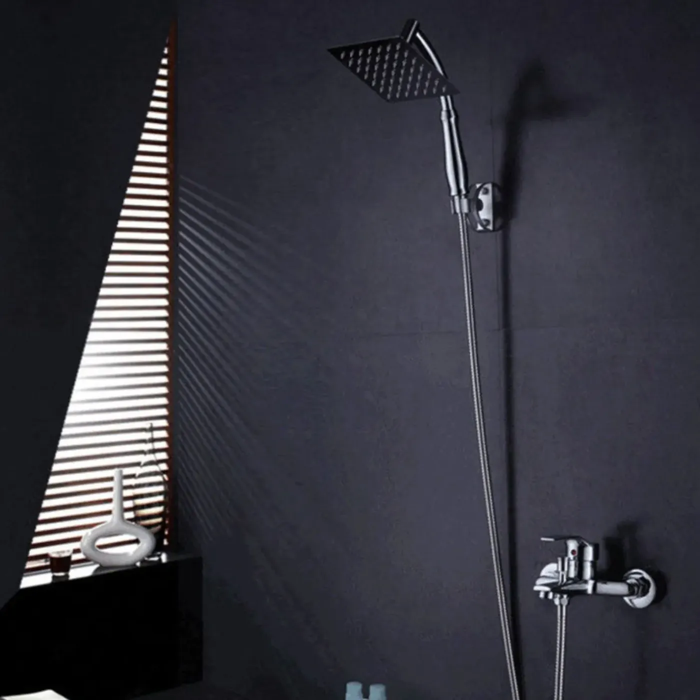 Milton Accessories Milton Regendouchekop Xl Deluxe - 28 Cm - Zwart - Douchekop Met Slang En Houder
