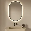 Mirlux Ovale Badkamerspiegel - 90x60cm - Zwart Frame - Anti-condens - 3 Dimbare Lichtstanden