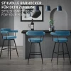 ML-Design Barkrukken Set 2 Draaibaar 76 Cm Blauw Teddy Stof Armleuning Voetsteun