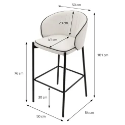 ML-Design Barkrukken Set Van 4 Beige 76 Cm Stoffen Barstoelen Met Rugleuning Voor Bar