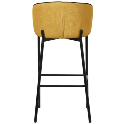 Ml-design Barkrukken Set Van 2 Mosterd 76 Cm Stoffen Barstoelen Met Rugleuning Voor Bar