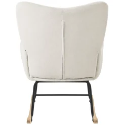 ML-Design beige schommelstoel, met badstof bekleding, stalen frame, houten poten