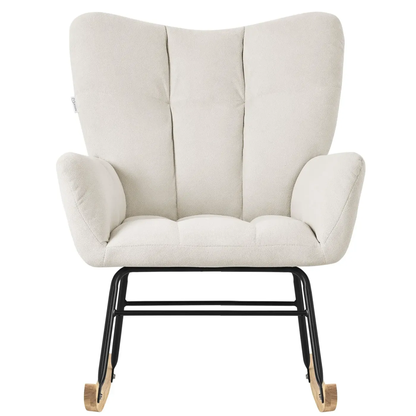 ML-Design beige schommelstoel, met badstof bekleding, stalen frame, houten poten