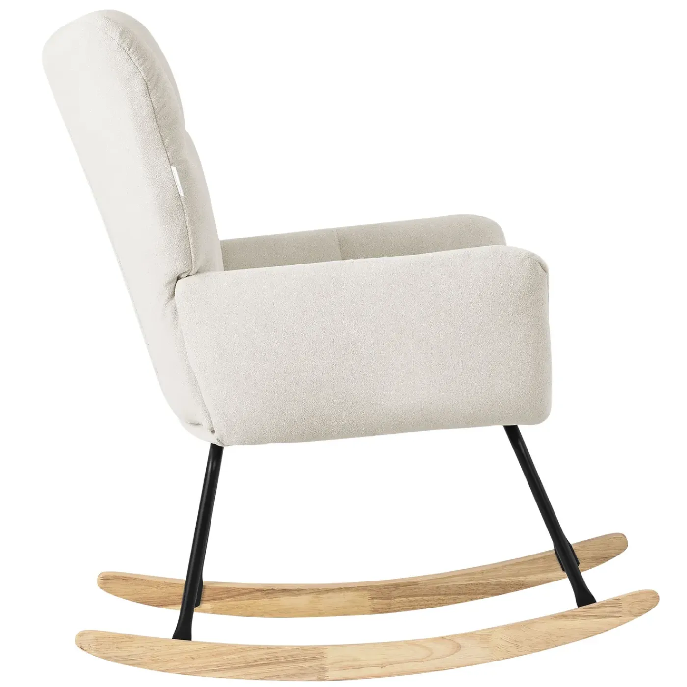 ML-Design beige schommelstoel, met badstof bekleding, stalen frame, houten poten