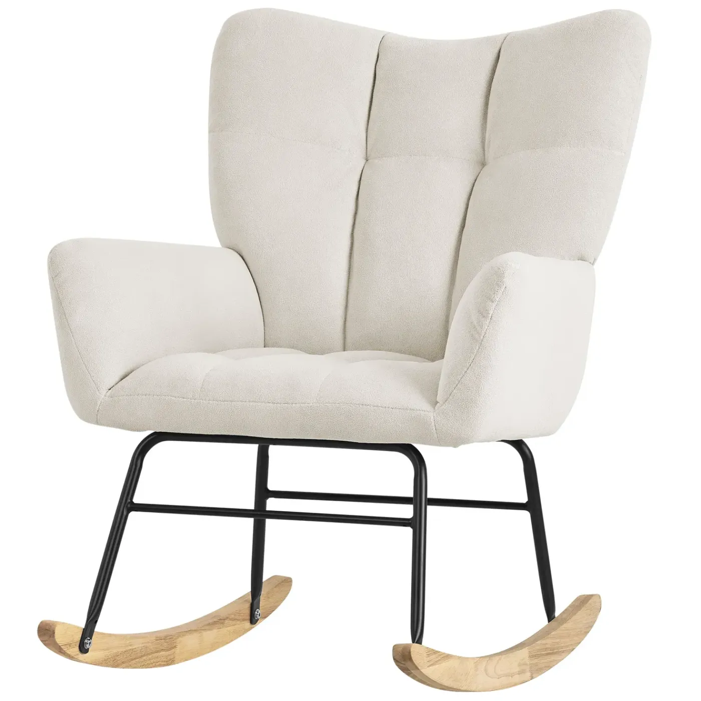 ML-Design beige schommelstoel, met badstof bekleding, stalen frame, houten poten