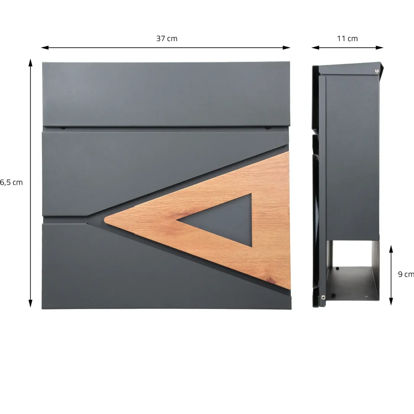 ML-Design Brievenbus 37x36.5x11 cm antraciet, brievenbus voor wandmontage