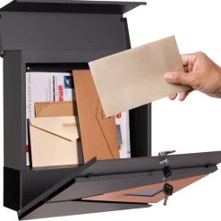 ML-Design Brievenbus 37x36.5x11 cm antraciet, brievenbus voor wandmontage