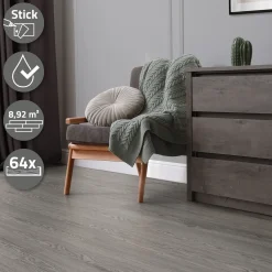 Ml-design Deluxe Pvc Vloer - Vinyl Planken - 91,5x15,3cm - Eik Grijs - 2mm - 8,92m²