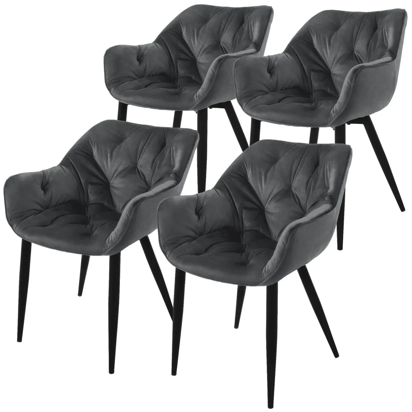 ML-Design Eetkamerstoel set van 4 stuk s Antraciet, Keukenstoel