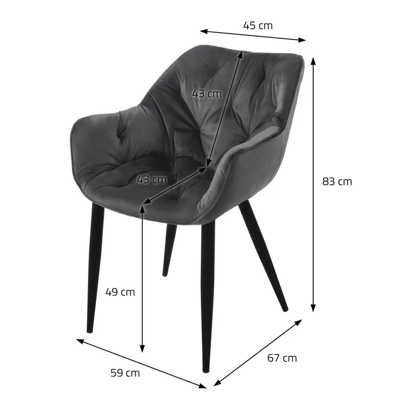 ML-Design Eetkamerstoel set van 4 stuk s Antraciet, Keukenstoel