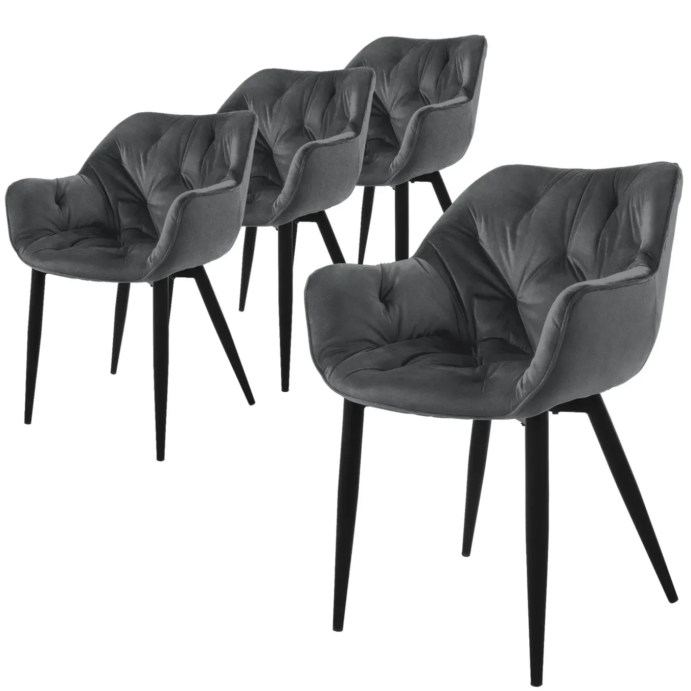 ML-Design Eetkamerstoel set van 4 stuk s Antraciet, Keukenstoel