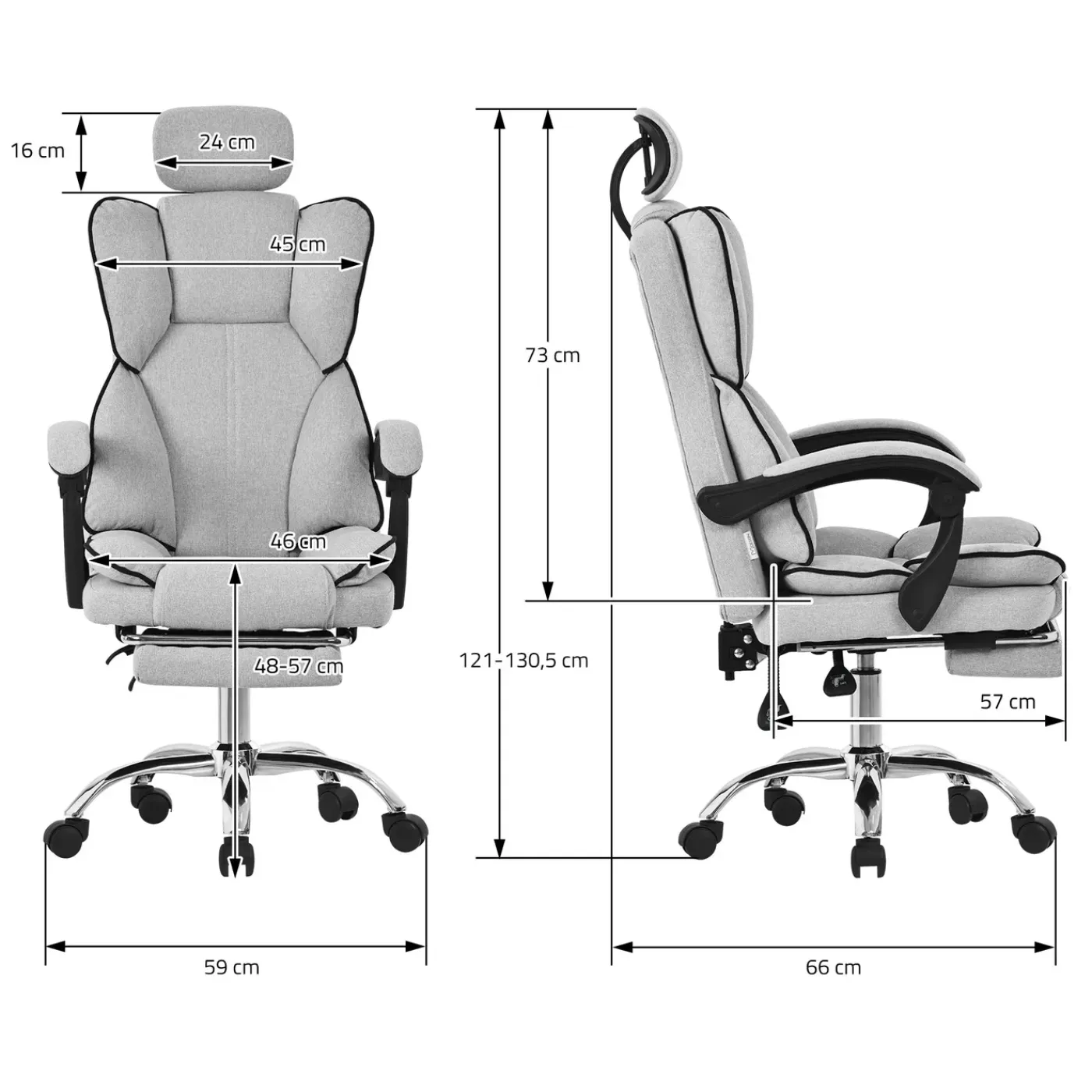 ML-Design ergonomische bureaustoel, lichtgrijs, in hoogte verstelbare bureaustoel