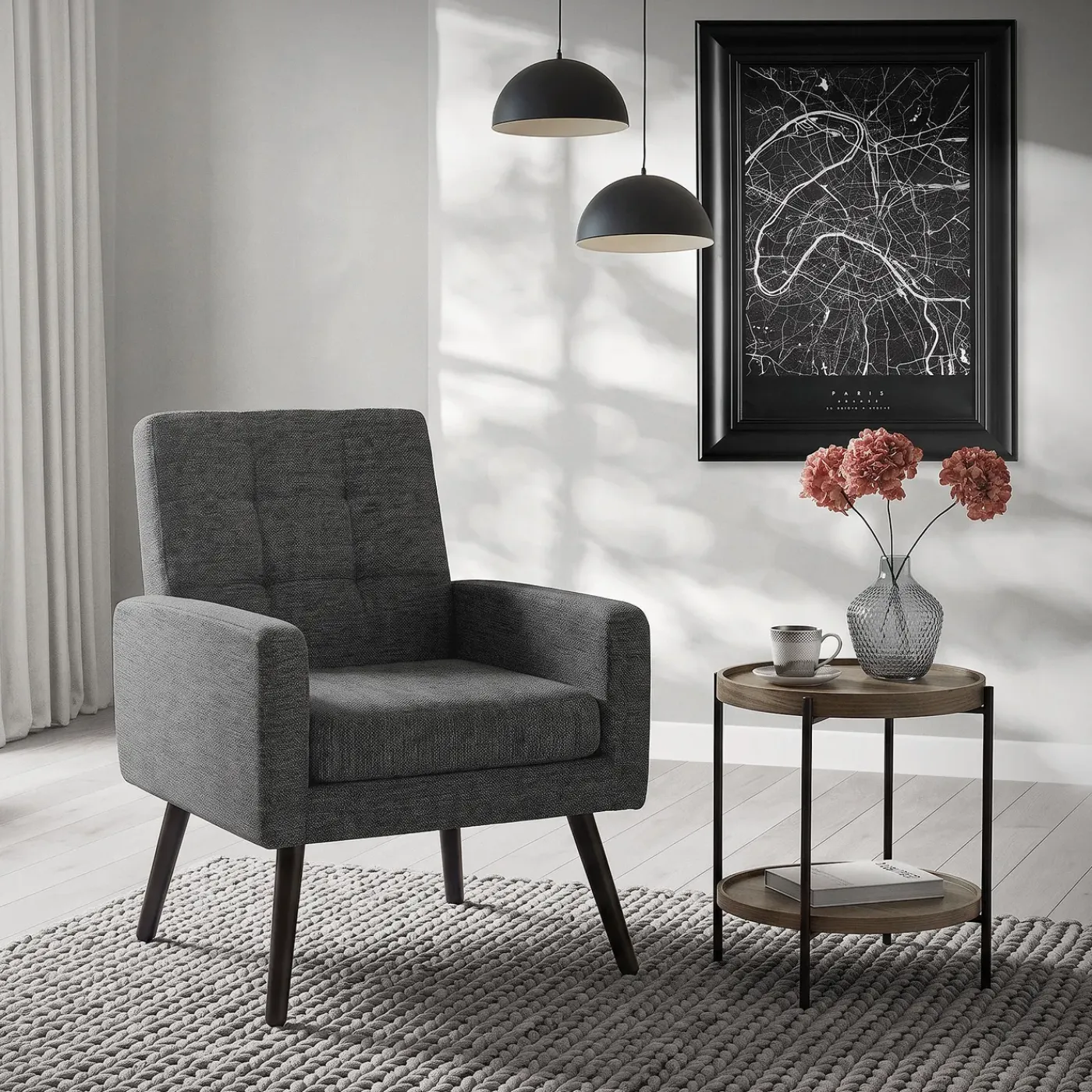 ML-Design - Fauteuil Stoel- Antraciet - Gevlochten Bekleding Stalen Frame 150kg Voor Relax