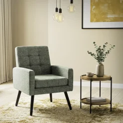ML-Design - Fauteuil Stoel - Groen - Gevlochten Bekleding Stalen Frame 150 Kg Voor Relax
