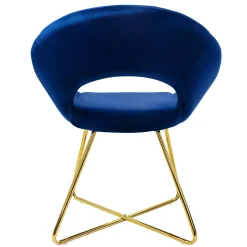 ML-Design fluwelen eetkamerstoel, blauw met ronde rugleuning