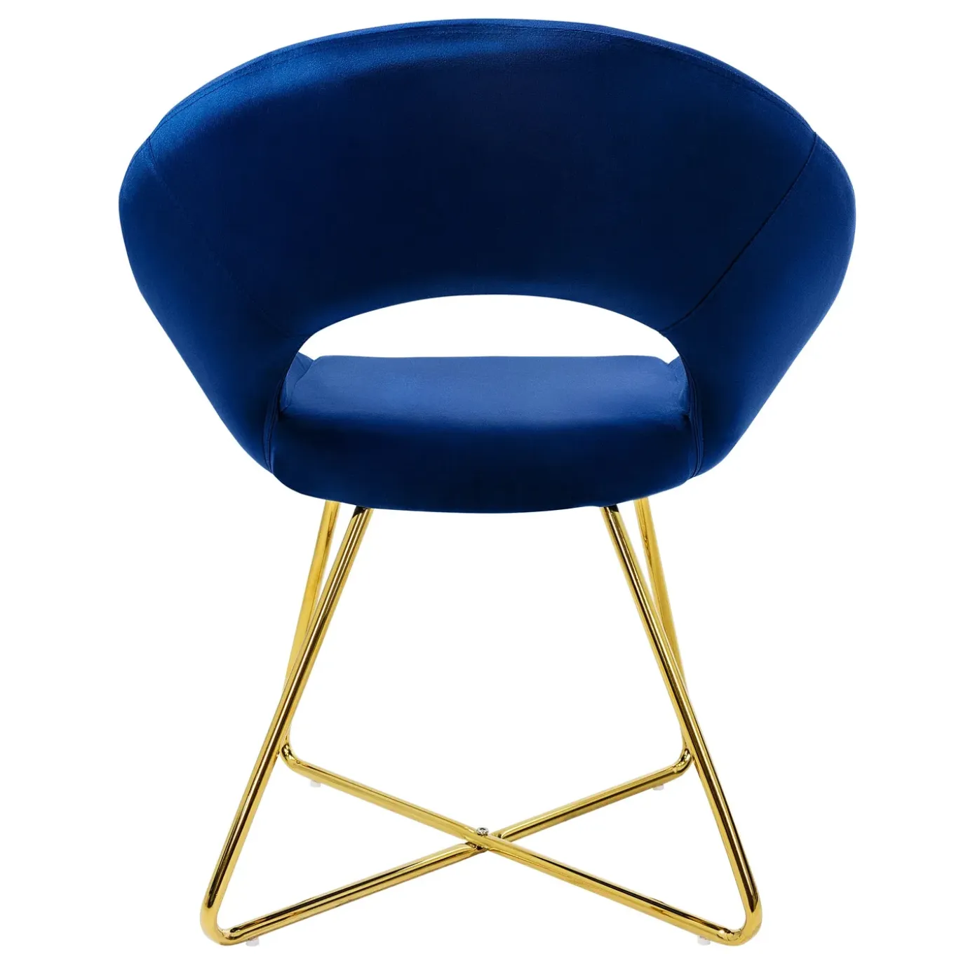 ML-Design fluwelen eetkamerstoel, blauw met ronde rugleuning