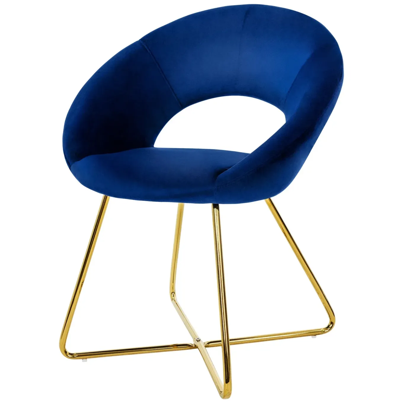 ML-Design fluwelen eetkamerstoel, blauw met ronde rugleuning