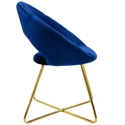 ML-Design fluwelen eetkamerstoel, blauw met ronde rugleuning