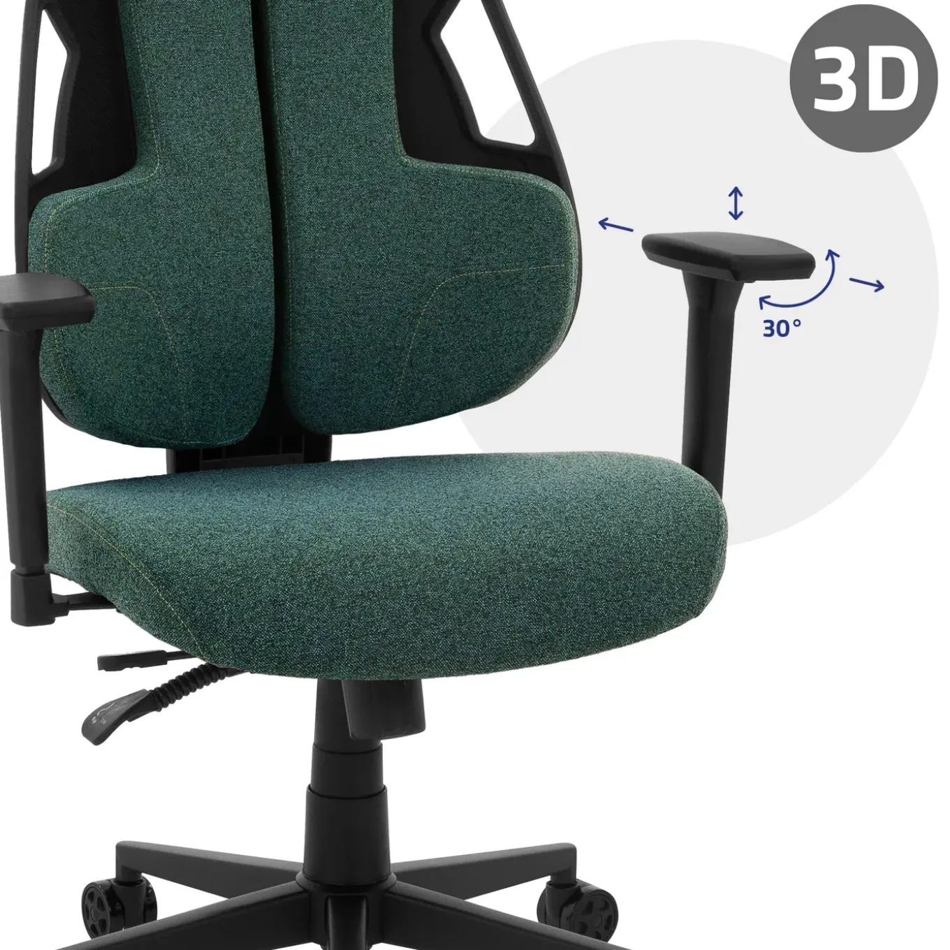 Ml-design Gamingstoel Ergonomische Stof Groen Met 3d Armleuningen Hoofdsteun Lendensteun
