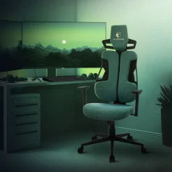 Ml-design Gamingstoel Ergonomische Stof Groen Met 3d Armleuningen Hoofdsteun Lendensteun