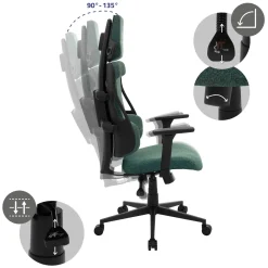 Ml-design Gamingstoel Ergonomische Stof Groen Met 3d Armleuningen Hoofdsteun Lendensteun