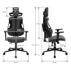 Ml-design Gamingstoel Ergonomische Stof Grijs Met 3d Armleuningen Hoofdsteun Lendensteun