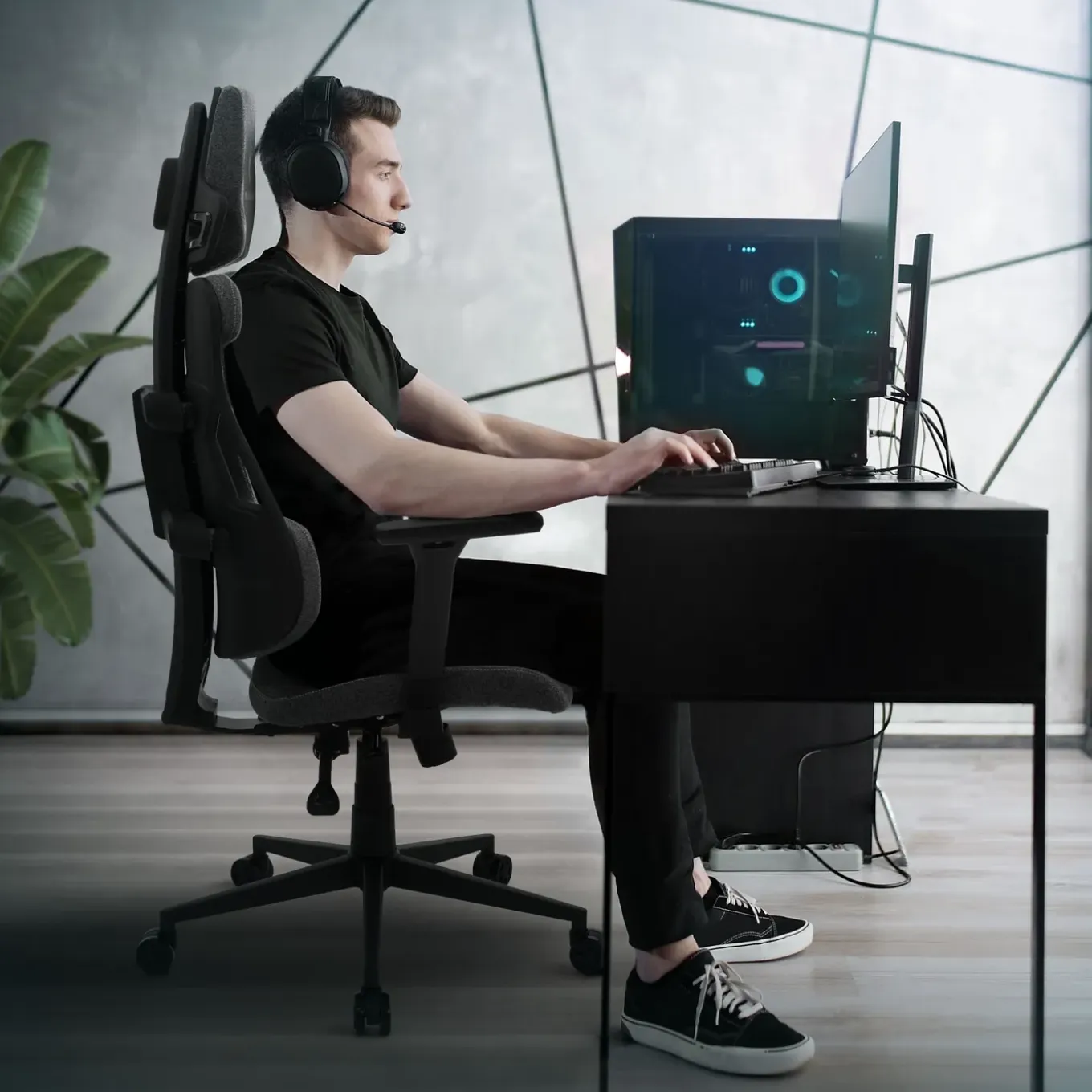 Ml-design Gamingstoel Ergonomische Stof Grijs Met 3d Armleuningen Hoofdsteun Lendensteun