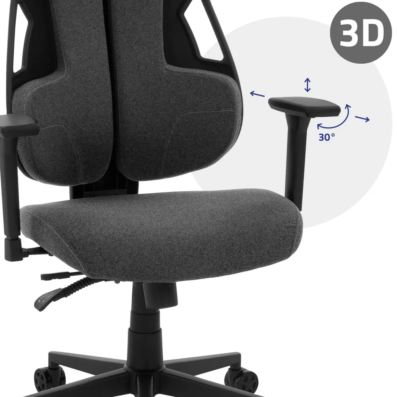 Ml-design Gamingstoel Ergonomische Stof Grijs Met 3d Armleuningen Hoofdsteun Lendensteun