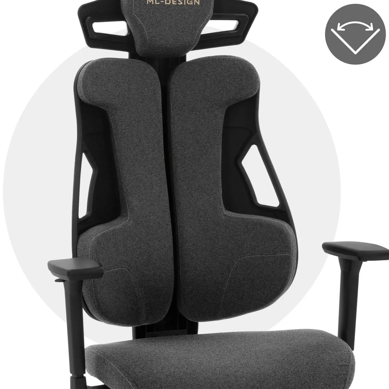 Ml-design Gamingstoel Ergonomische Stof Grijs Met 3d Armleuningen Hoofdsteun Lendensteun