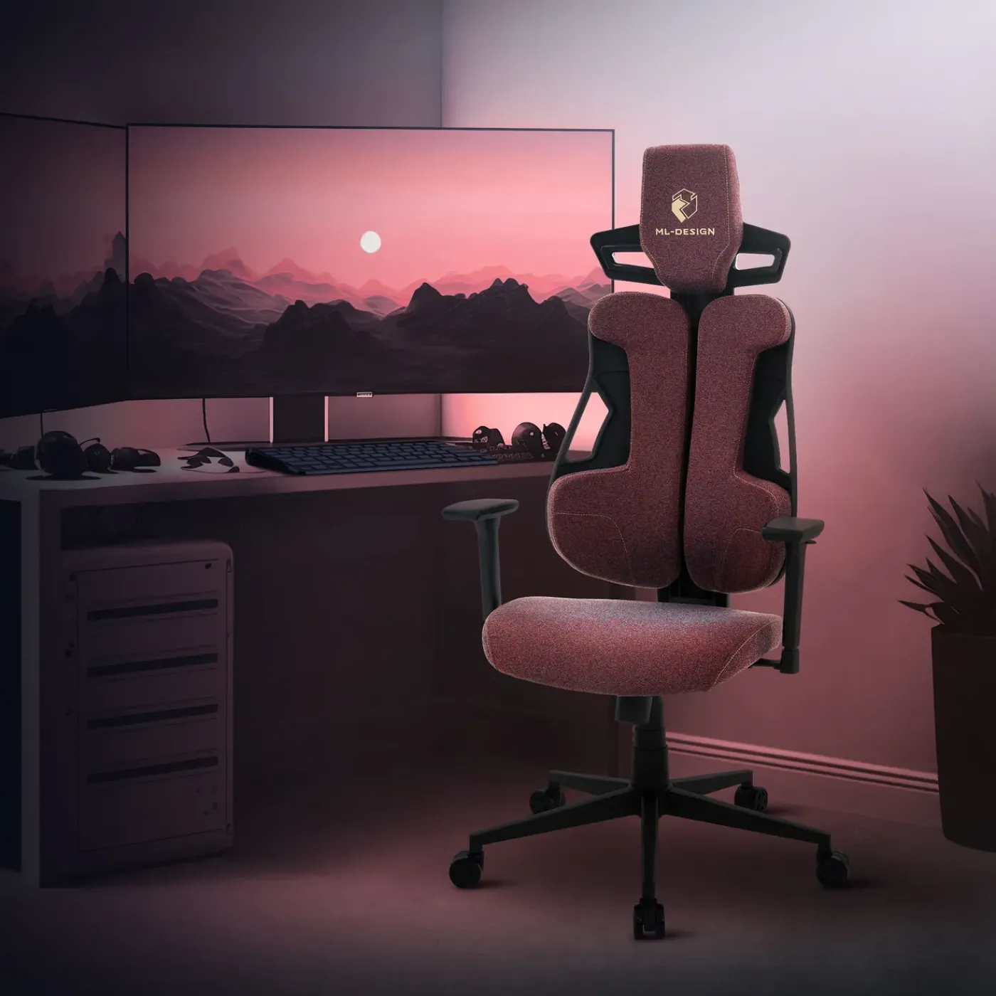 ML-Design Gaming Stoel Ergonomische Stof Rood Met 3d Armleuningen Hoofdsteun Lendensteun