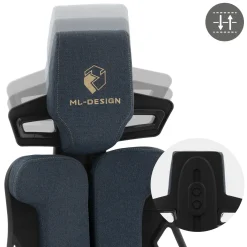 ML-Design Gamingstoel Ergonomische Stof Blauw Met 3d Armleuningen Hoofdsteun Lendensteun