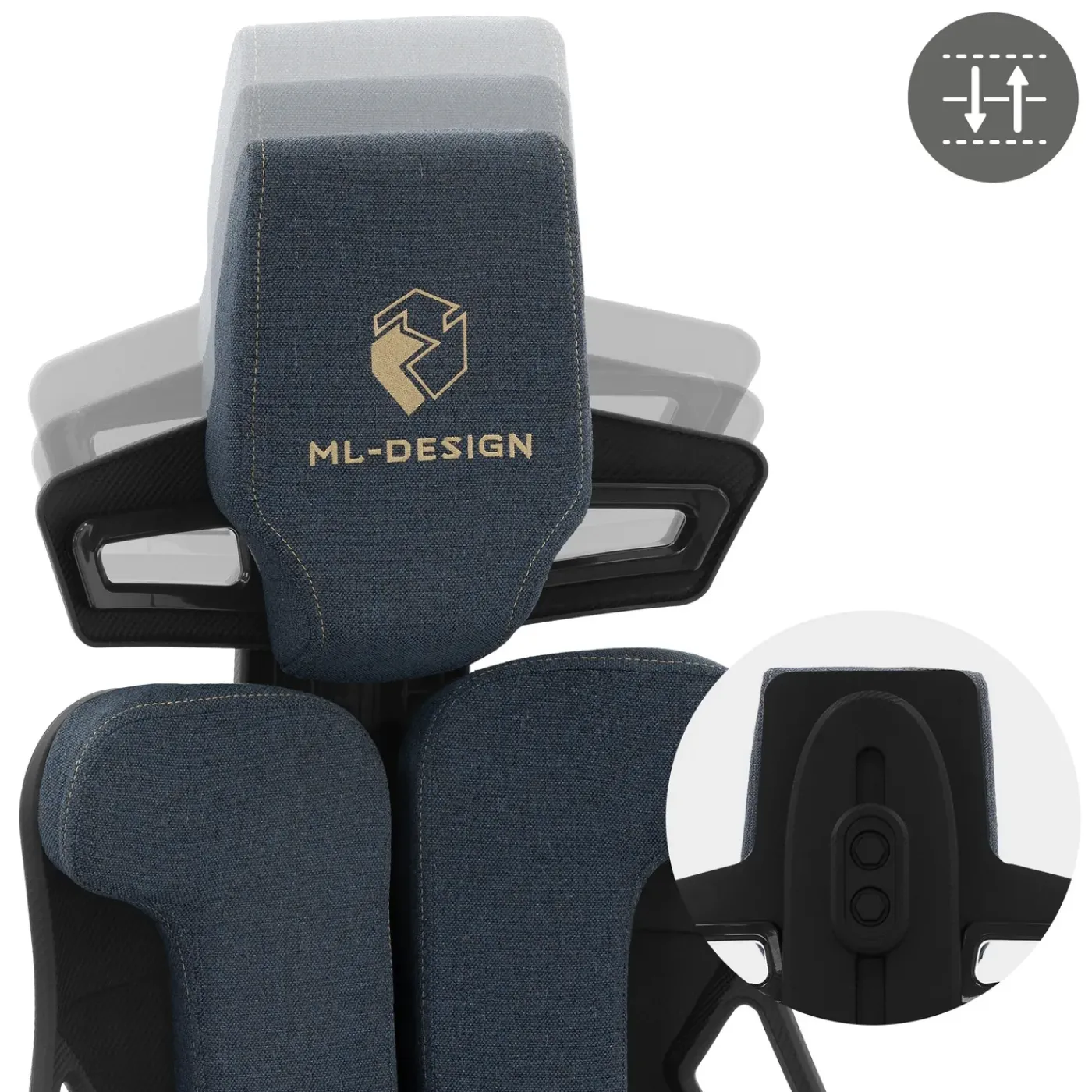 ML-Design Gamingstoel Ergonomische Stof Blauw Met 3d Armleuningen Hoofdsteun Lendensteun