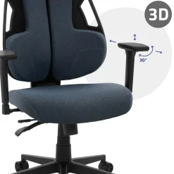 ML-Design Gamingstoel Ergonomische Stof Blauw Met 3d Armleuningen Hoofdsteun Lendensteun