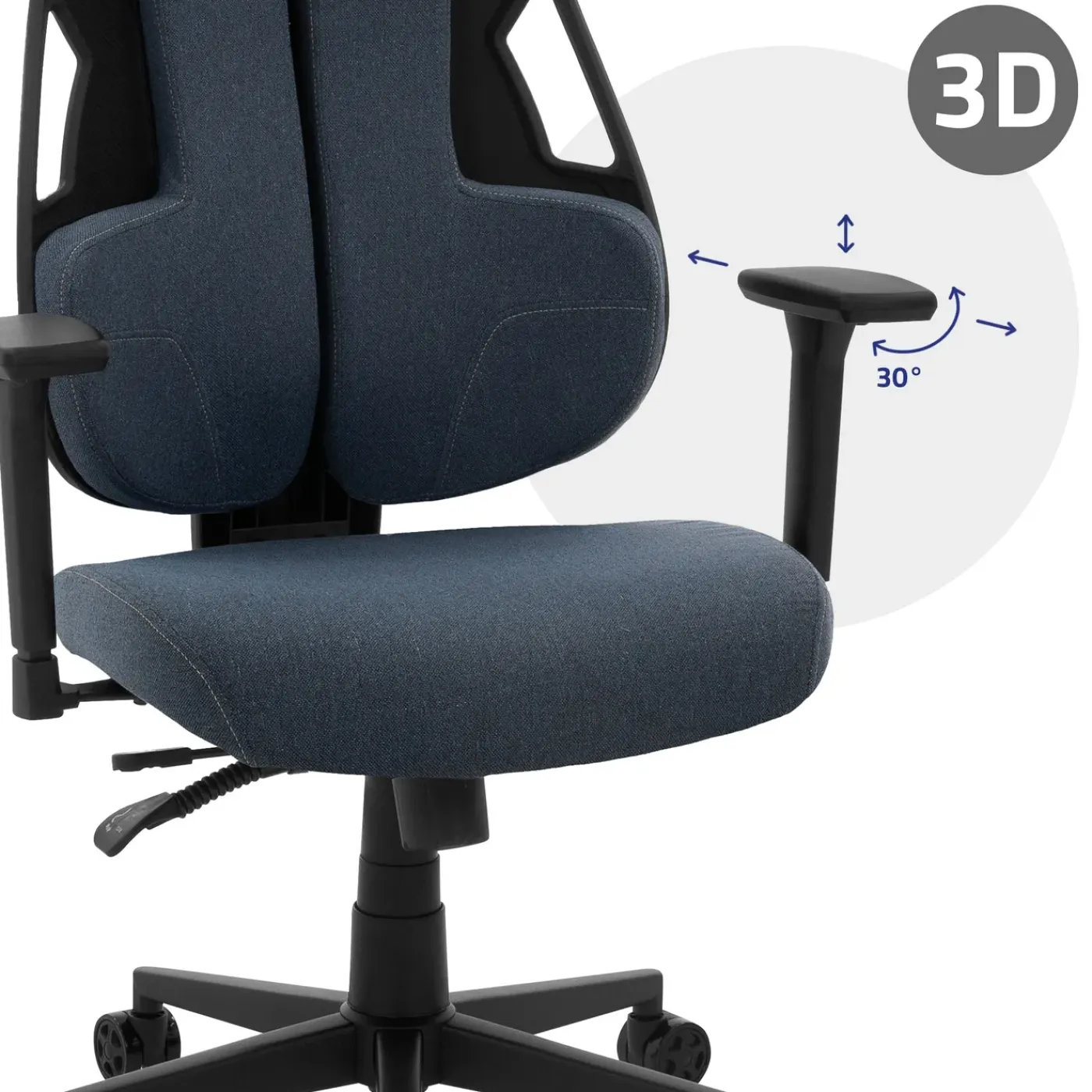 ML-Design Gamingstoel Ergonomische Stof Blauw Met 3d Armleuningen Hoofdsteun Lendensteun