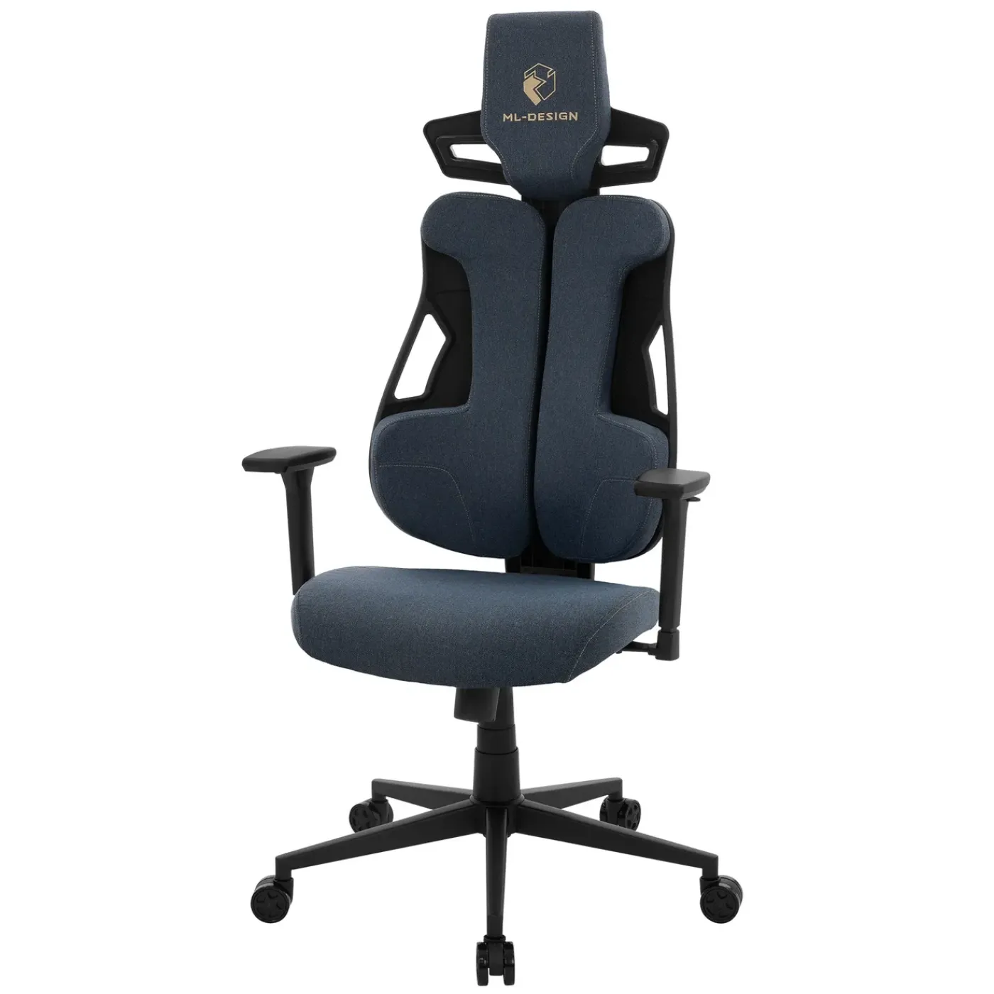 ML-Design Gamingstoel Ergonomische Stof Blauw Met 3d Armleuningen Hoofdsteun Lendensteun