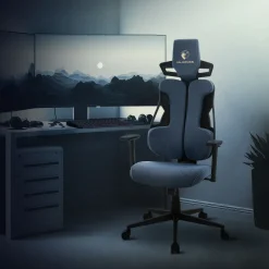ML-Design Gamingstoel Ergonomische Stof Blauw Met 3d Armleuningen Hoofdsteun Lendensteun