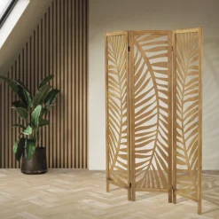 Ml-design Kamerscherm Fukuoka 3-delig 170x121cm Naturel Hout Opvouwbaar Vrijstaand Binnen