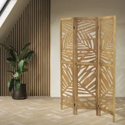 ML-Design Kamerscherm Kyoto 3-delig 170x121cm Naturel Hout Opvouwbaar Vrijstaand Binnen