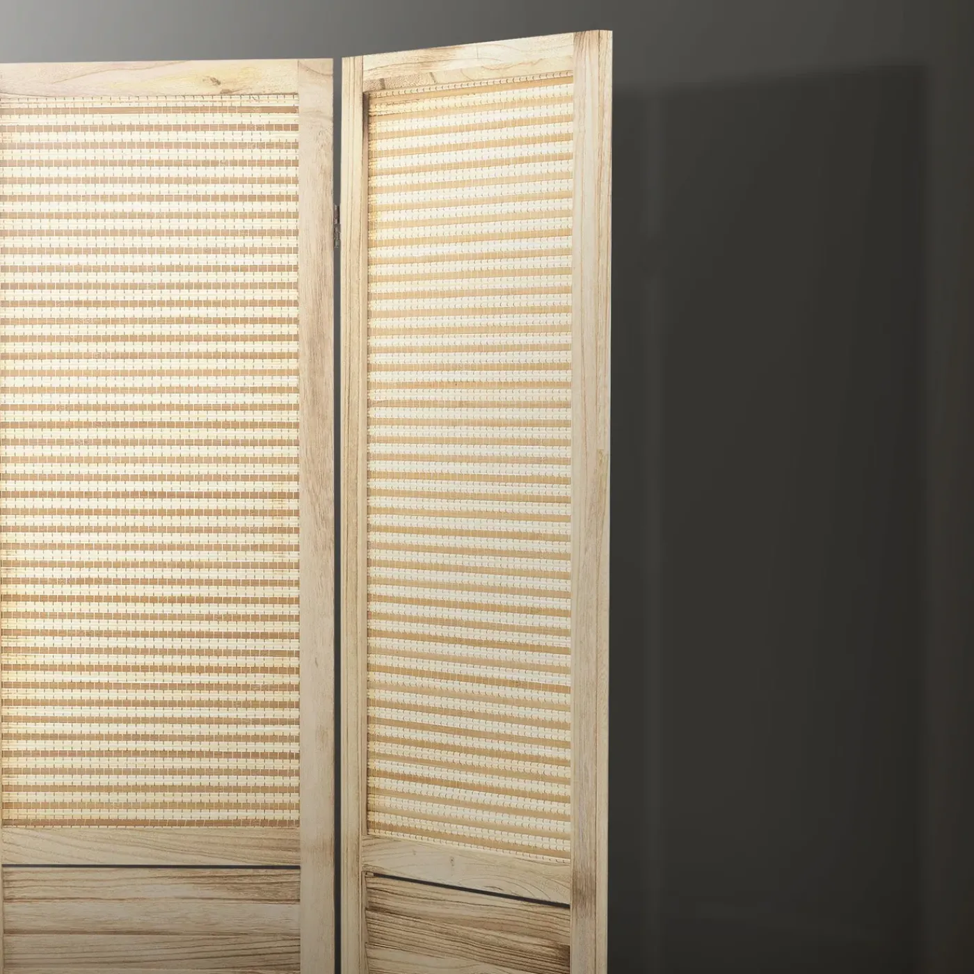 ML-Design Kamerscherm Osaka 3-delig 170x121cm Naturel Hout Opvouwbaar Vrijstaand Binnen