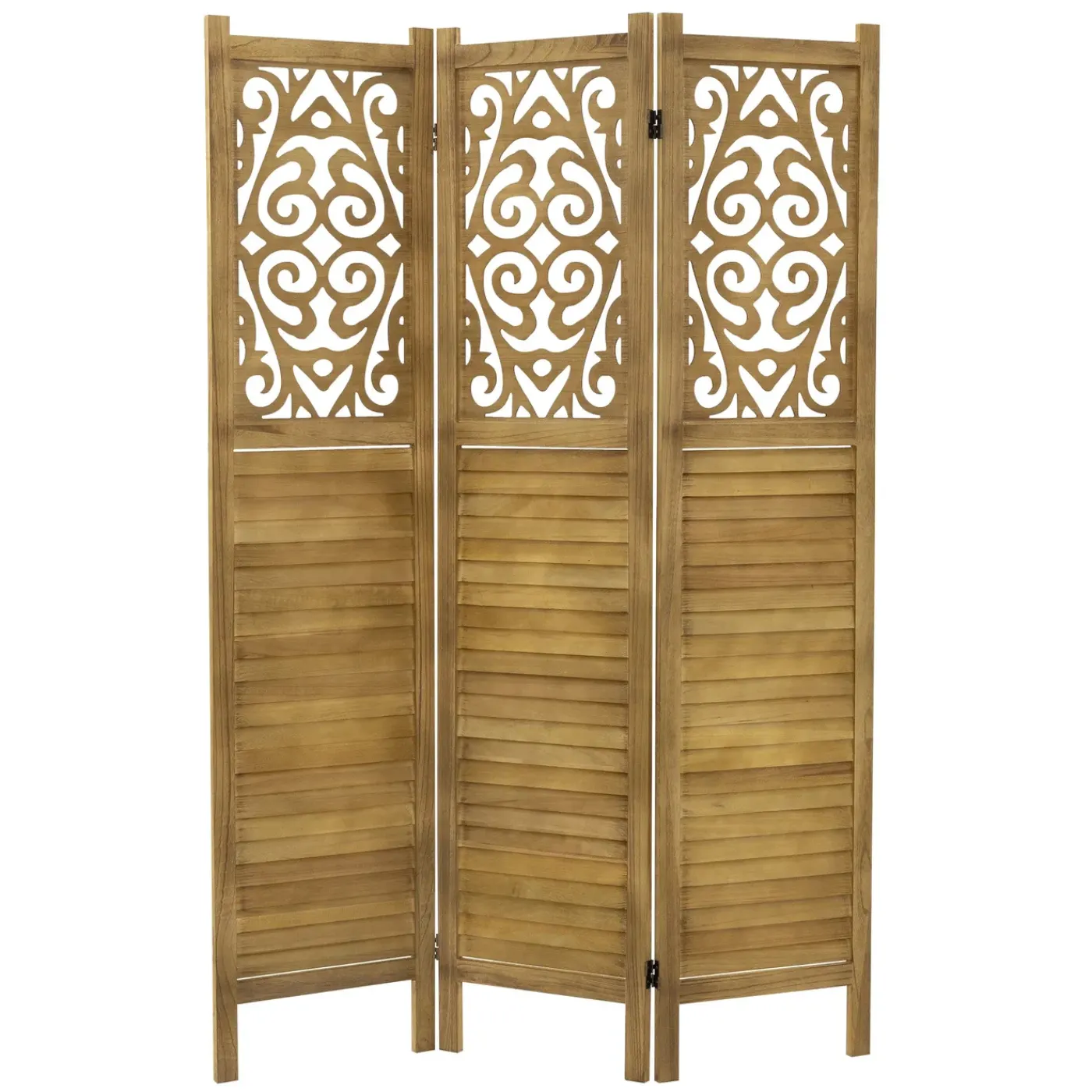 ML-Design Kamerscherm Tokio 3-delig 170x121cm Naturel Hout Opvouwbaar Vrijstaand Binnen