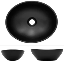 ML-Design Keramische Wasbak in Zwart Mat 41x33,5x14,5cm Ovale