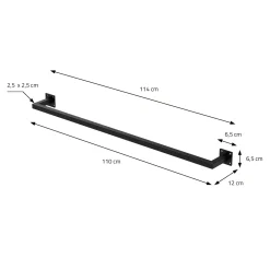 ML-Design Kledingstang Rechthoekig, D12 x B110 cm, Zwart, Roestvrij staal, U-vormig