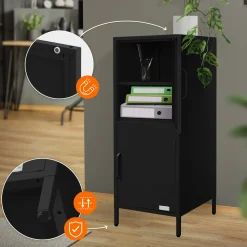 Ml-design Metalen Archiefkast Staal Zwart 40x101,5x40 Cm Kantoorkast 2 Deuren Legplanken