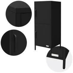 Ml-design Metalen Archiefkast Staal Zwart 40x101,5x40 Cm Kantoorkast 2 Deuren Legplanken