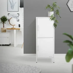 ML-Design Metalen Archiefkast Staal Wit 40x101,5x40 Cm Kantoorkast 2 Deuren Legplanken