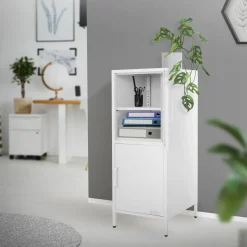ML-Design Metalen Archiefkast Staal Wit 40x101,5x40 Cm Kantoorkast 2 Deuren Legplanken