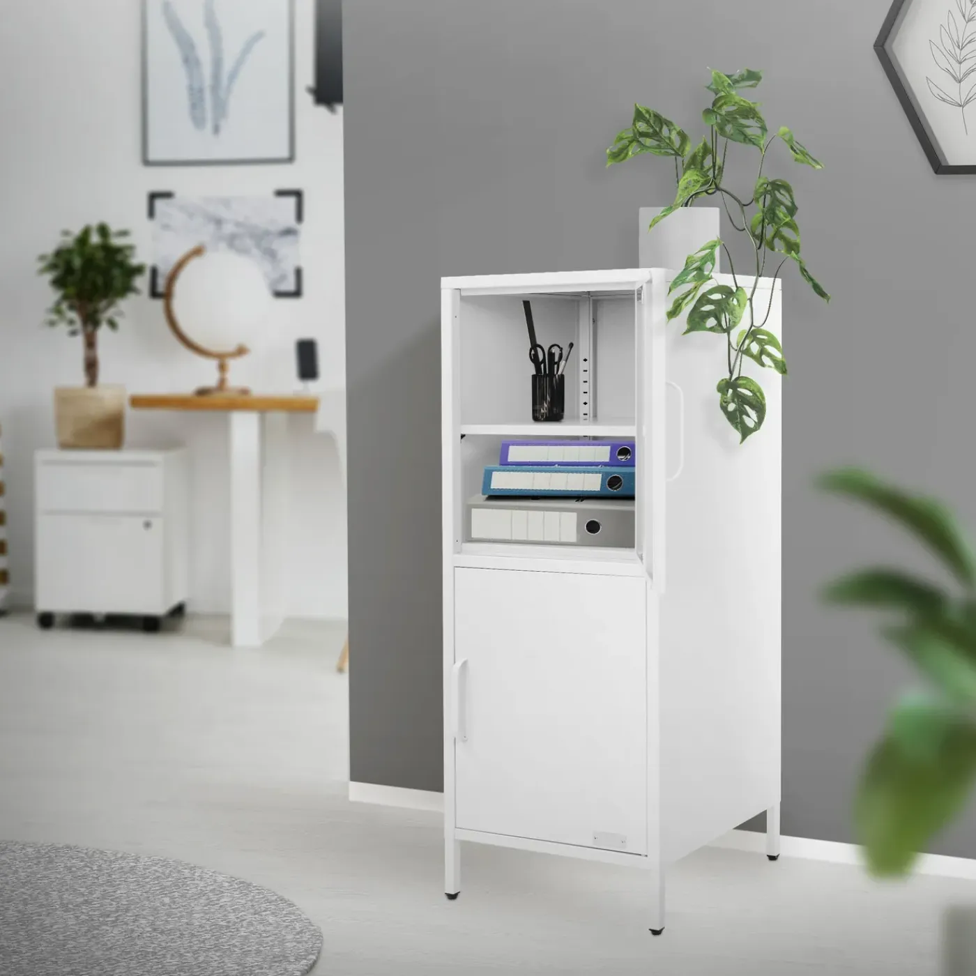 ML-Design Metalen Archiefkast Staal Wit 40x101,5x40 Cm Kantoorkast 2 Deuren Legplanken
