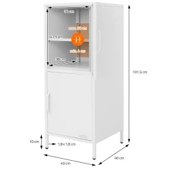 ML-Design Metalen Archiefkast Staal Wit 40x101,5x40 Cm Kantoorkast 2 Deuren Legplanken