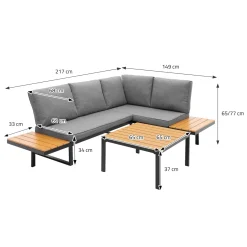 ML-Design - Modulaire hoekbank tuinlounge set 3 - grijs houtlook - aluminium meubelen